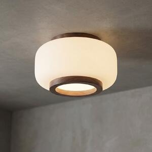 Quitani Plafonieră LED Shiro, Ø 28 cm, lemn/sticlă, CCT, reglabil, Alb, Camera de zi / sufragerie, Sticlă, Design