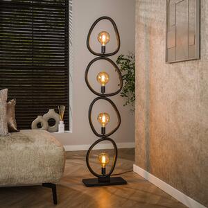Zijlstra Lampadar Pebble, negru, 4 becuri, înălțime 165 cm, E27, Negru, Camera de zi / sufragerie, Metal, Modern