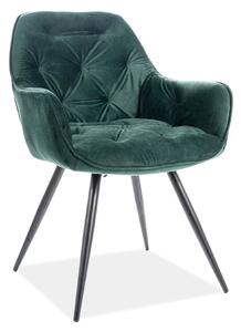 Scaun tapitat modern CHERRY, verde/negru, stofa catifelata/metal, 57x5