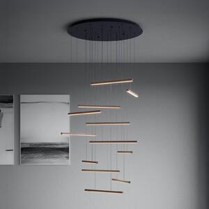 Stars of Light Lampă suspendată LED Lindoza, negru, 44 cm, 12 becuri, reglabil, Negru, Camera de zi / sufragerie, Metal, Modern