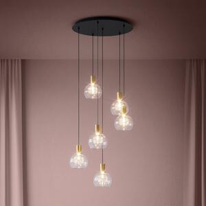Stars of Light Lampă suspendată LED Terque, alamă, Ø 54 cm, cu 6 becuri, reglabil, Auriu / Alamă, Camera de zi / sufragerie, Sticlă, Modern