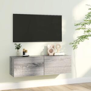 Comodă TV de perete, gri sonoma, 100x30x30 cm, lemn prelucrat