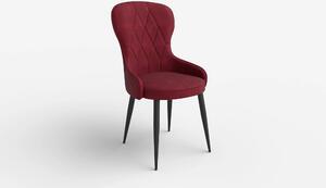 Scaun bucatarie visiniu/negru K366, stofa catifelata/metal, 52x58x92 c