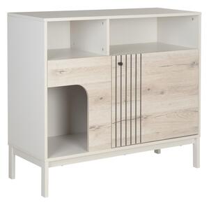 OFERTA Comoda FROST 100x90 cm alba, decor stejar alpin calitatea II