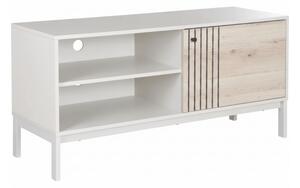 OFERTA Dulap TV FROST 120x40 cm alb, decor stejar alpin clasa II
