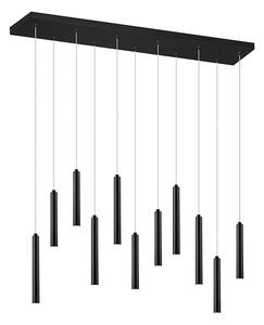 Lampă suspendată neagră, cu LED cu 3 trepte, reglabilă, cu 11 lumini - Tubas