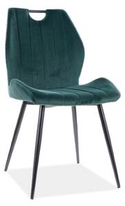 Scaun bucatarie elegant ARCO, verde inchis/negru, stofa/metal, 51x46x9