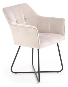 Scaun tapitat K377, bej/negru, stofa catifelata/metal, 60x62x81 cm