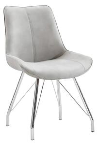 Scaun MADORA, gri/crom, textil cu efect de piele intoarsa/metal, 54x60