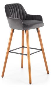 Scaun bar H93, gri inchis/nuc, stofa/lemn, 47x49x98 cm