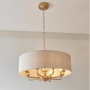 Endon 110727 - Candelabru cu lanț HIGHCLERE, 8xE14/40W/230V, bej/alamă, diam. 70 cm