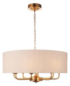 Endon 110727 - Candelabru cu lanț HIGHCLERE, 8xE14/40W/230V, bej/alamă, diam. 70 cm