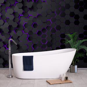 Fototapet Un hexagoane negru și violet, Fototapet geometric 3D, Fototapet populare, u93618v3 - Tapeko.ro