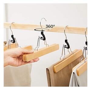 Set 12 umerase din lemn, Songmics, Pentru pantaloni, CRW007-12, Natural, 9.8 x 8.7 cm