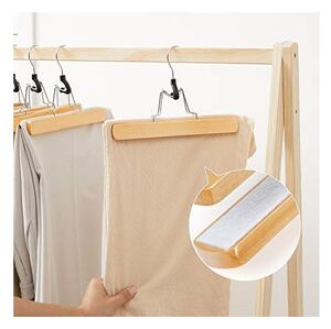 Set 12 umerase din lemn, Songmics, Pentru pantaloni, CRW007-12, Natural, 9.8 x 8.7 cm