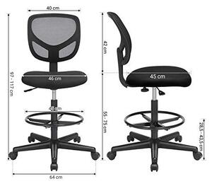 Scaun de birou, Songmics, Negru, OBN15BK, 60 x 60 x 117 cm