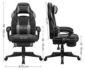 Scaun de birou, Songmics, 150Kg, 135 grade, Negru / Gri, 70 x 68 x 115 cm