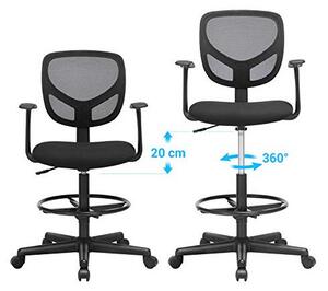 Scaun de birou, Songmics, 120 Kg, OBN25BK, 55-75 cm