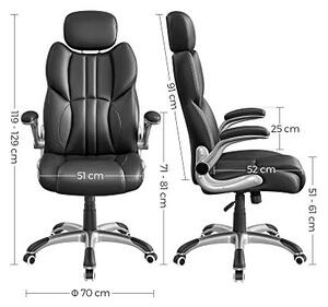 Scaun de birou, Songmics, OBG65BK, Negru, 75 x 70 x 137 cm