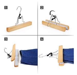 Set 12 umerase din lemn, Songmics, Pentru pantaloni, CRW007-12, Natural, 9.8 x 8.7 cm