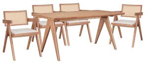 Set masa si scaune pentru sufragerie Winslow Ι set 5 piese lemn de arbore de cauciuc, culoarea nuc deschis 160x85x75cm