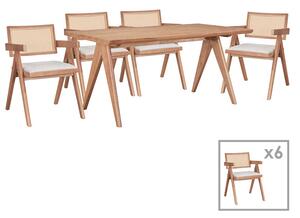 Set masa si scaune pentru sufragerie Winslow Ι set 7 piese lemn de arbore de cauciuc, culoarea nuc deschis 160x85x75cm