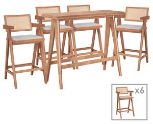 Set masa si scaune pentru sufragerie Winslow Ι set 7 piese lemn de arbore de cauciuc, culoarea nuc deschis 120x45x100cm