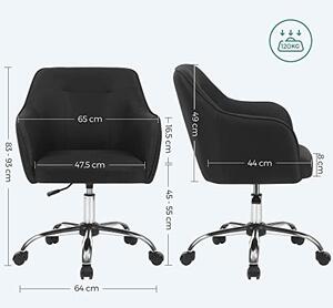 Scaun de birou, Songmics, Negru, 65x69x(83-93) cm