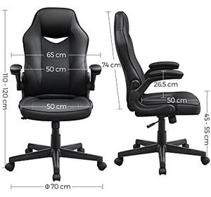 Scaun de birou, Songmics, Negru, 75x64x(110-120) cm