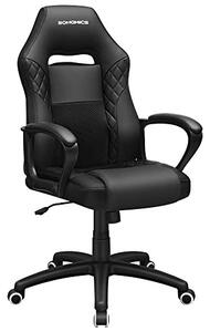 Scaun de birou, Songmics, Negru, 47x51x(88.5-108.5) cm