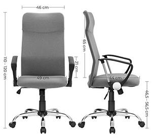 Scaun de birou, Songmics, Gri, 63x63x(110-120) cm
