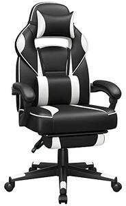 Scaun de birou, Songmics, Negru-Alb, 38x44.5x(95-115) cm