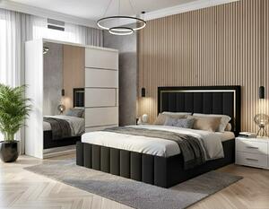 Set dormitor Atena Negru cu dulap alb