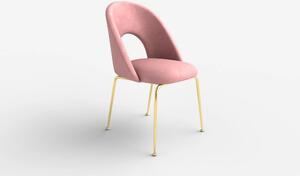 Scaun dining roz K385, roz deschis/auriu, stofa catifelata/metal, 54x5