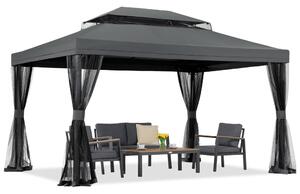 Pavilion de grădină antracit cu plasă de țânțari Valencia 3x4 m Garden Point