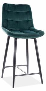 Scaun bar textil CHIC H-2, verde/negru mat, stofa catifelata/metal, 46