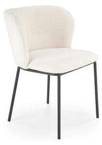 Scaun tapitat crem K518, crem, stofa buclata/metal, 57x59x75 cm