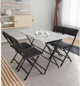 Set Masa cu 4 scaune, Homs, cadru metal,bej alb/negru,110x60x71 cm,30541