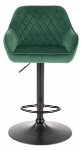 Scaun bar H103, verde inchis/negru, stofa catifelata/otel, 55x55x92/11