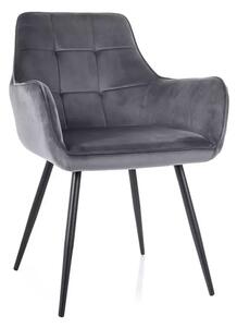Scaun gri inchis LEMON, stofa catifelata/metal, 57x47x85 cm