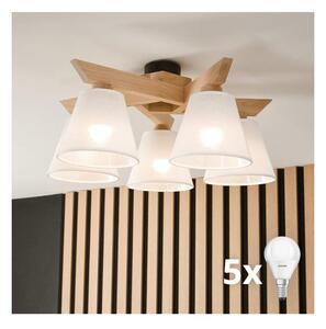 Lustră aplicată Brilagi ANTHONY 5xE14/40W/230V stejar/alb