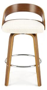 Scaun din lemn tapitat H110, crem/nuc, stofa bucle/otel, 47x43x84 cm