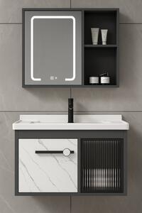 Set Mobilier Aluminiu 80CM cu lavoar si oglinda LED GGS47