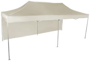 Pavilion de grădină 3x6m – din aluminiu, 1 perete lateral, Bej