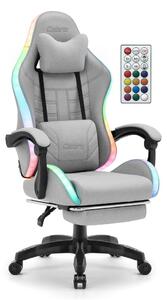 CABRO C501 scaun de gaming cu iluminare LED și suport pentru picioare, până la 150 kg, gri