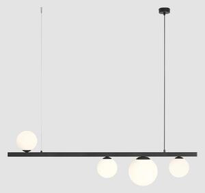 ALDEX Lampă suspendată Garda 4, bară, metal, sticlă, negru, 4 becuri, reglabil, Negru, Camera de zi / sufragerie, Metal, Modern