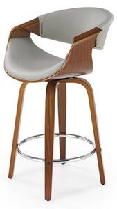 Scaun bar H123, gri/nuc, piele ecologica/placaj/metal, 55x51x91 cm