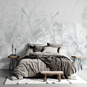 Tapet Frunze tropicale gri la modă, Fototapet pădure, Fototapet Tropics, u98951v2 : Uwalls.ro