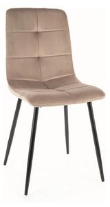 Scaun bucatarie metalic IVO, bej/negru, stofa catifelata, 45x39x91 cm