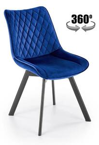 Scaun rotativ K520, albastru inchis, stofa catifelata/metal, 45x63x80